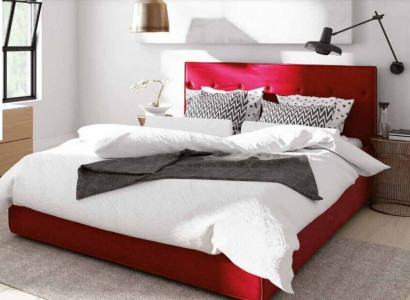 Bett Design Doppel Bettfunktion Hotel Textil Schlafzimmer Betten Bettrahmen Rot